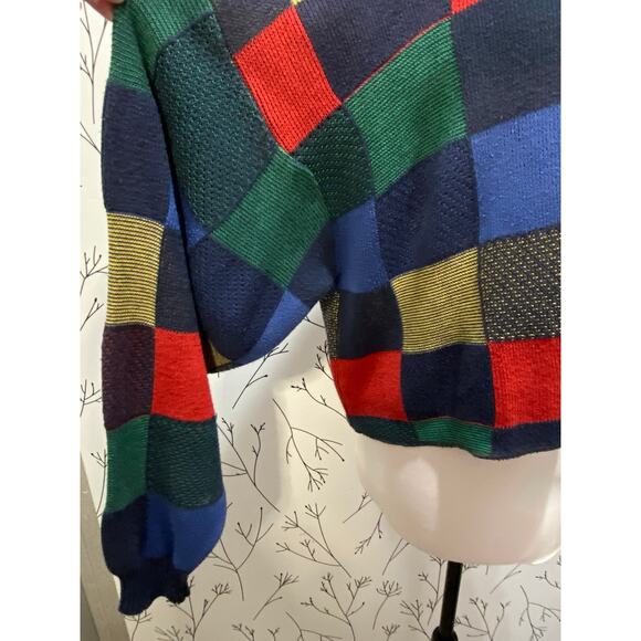 NWT URBAN RENEWAL Cropped Colorblock Sweater M/L Square Print Recycled Vintage - Picture 4 of 7